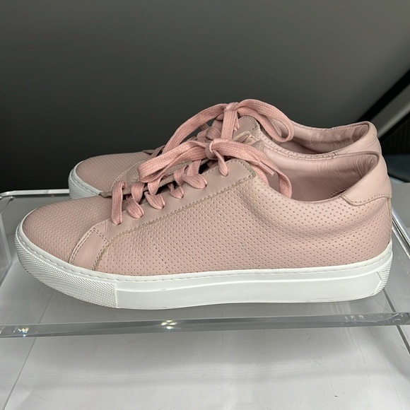 Greats Brooklyn Powder Pink Perforated Leather US 8.5 Sneakers Made In Italy - Picture 6 of 12